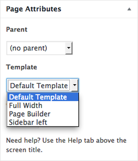 Choosing a page template